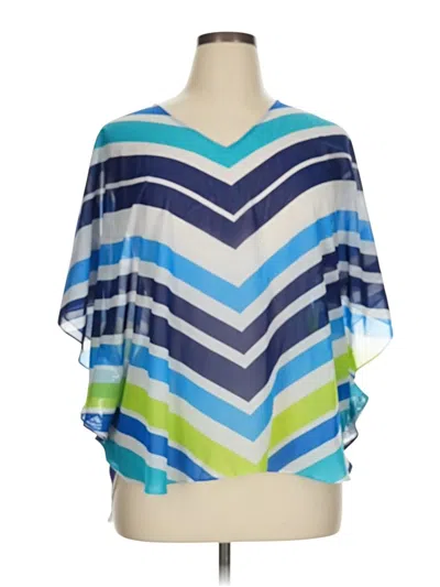 Pre-owned Draper's & Damon's Short Sleeve Blouse In Blue