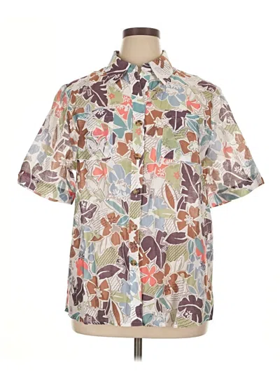 Pre-owned Draper's & Damon's Short Sleeve Button Down Shirt In Brown