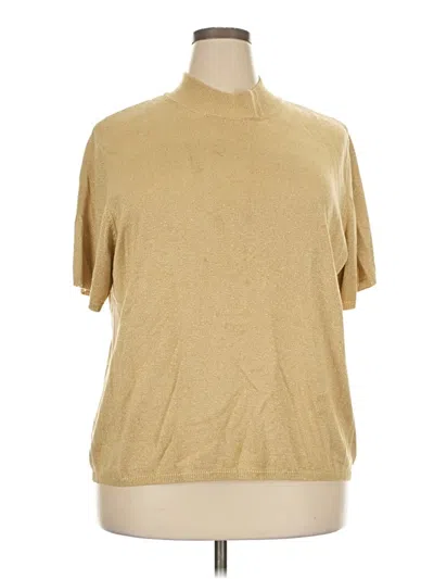 Pre-owned Draper's & Damon's Short Sleeve Top Gold Mock Neckline Tops