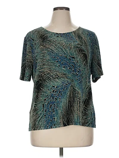 Pre-owned Draper's & Damon's Short Sleeve Top Teal Scoop Neck Tops