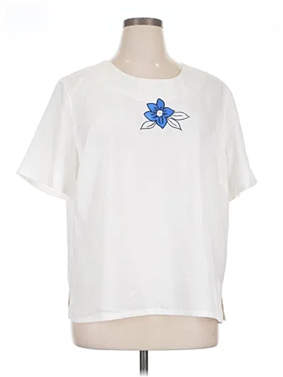 Pre-owned Draper's & Damon's Short Sleeve Top White Crew Neck Tops