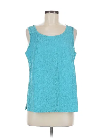 Pre-owned Draper's & Damon's Sleeveless Top Teal Scoop Neck Tops In Blue
