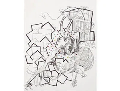 Pre-owned Drawings & Works On Paper Crab And A Lantern In Multi