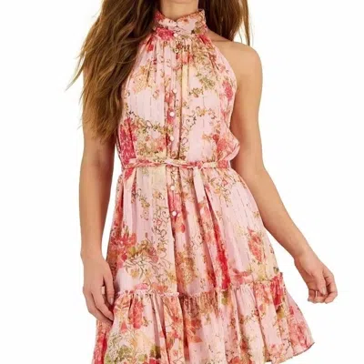 Dream Catcher Brooklyn Halter Mini Dress In Pink In Multi