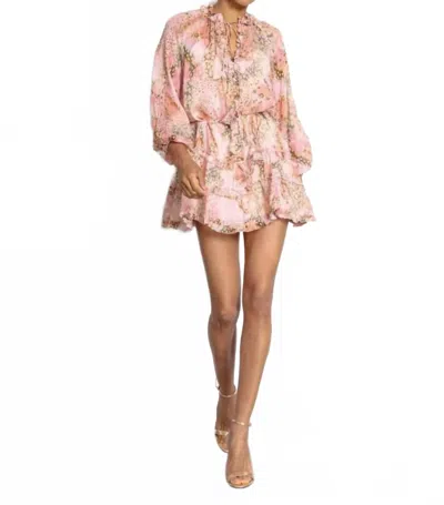 Dream Catcher Sasha Long Sleeve Mini Dress In Pink In Neutral