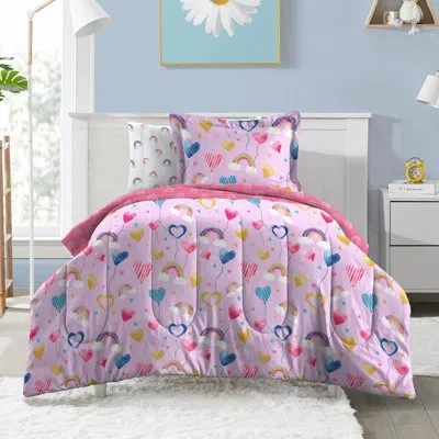 Dream Factory Balloon Hearts Balloon Hearts Bed In A Bag Lilac In Lilac,purple