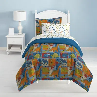 Dream Factory Dino Blocks Comforter Set In Blue