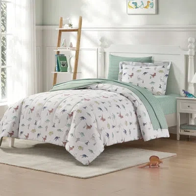 Dream Factory Dino Buddies Twin Bed In A Bag Set, Green In Multi