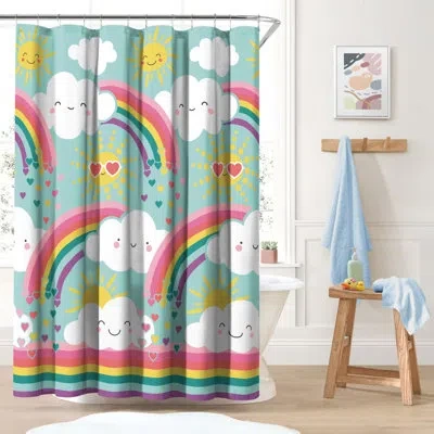 Dream Factory Rainbow Flare  Shower Curtain 72 X 72 Teal
