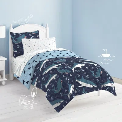 Dream Factory Sharks Blue Microfiber Reversible Comforter Set