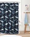 Dream Factory Sharks Shower Curtain, 72" X 72" In Blue