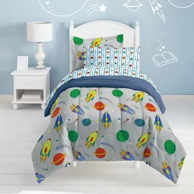 Dream Factory Space Rocket Space Rocket Comforter Set In Multi-white