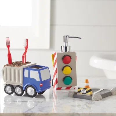 Dream Factory Trains And Trucks Bathroom Accessory Set In Gray