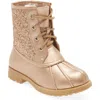Dream Pairs Kids'  Glitter Duck Boot In Rose/gold