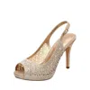 Dream Pairs Invest Pumps Womens 9 Gold Rhinestone Peep Toe Stiletto Heel Khd2287