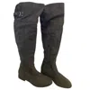 Dream Pairs Women's Faux Suede Knee High Low Heel Fashion Boots In Gray