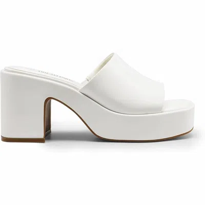 Dream Pairs Women's High Chunky Platform Slip On Open Toe Heels In White