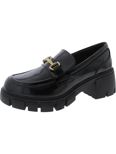 Dream Pairs Womens Patent Slip On Loafer Heels In Black
