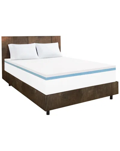 Dream Serenity Comfortduo 4in Customizable Memory Foam Mattress Topper In Blue