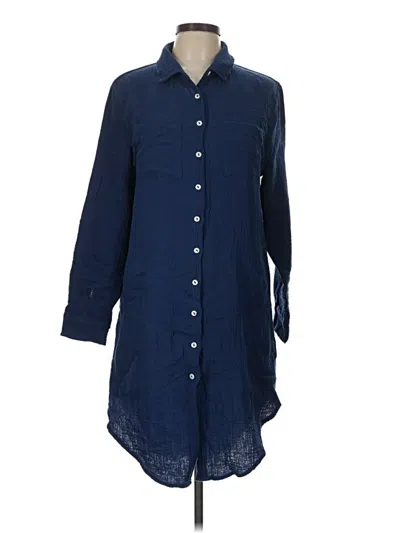 Pre-owned Dreamers 3/4 Sleeve Button Down Shirt In Blue