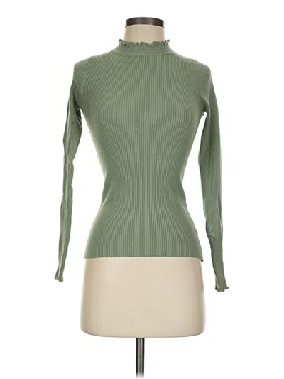 Pre-owned Dreamers By Debut Long Sleeve Top Green Turtleneck Tops