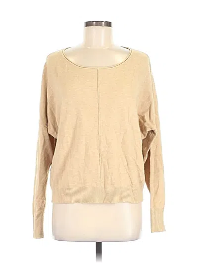 Pre-owned Dreamers By Debut Long Sleeve Top Tan Boatneck Tops