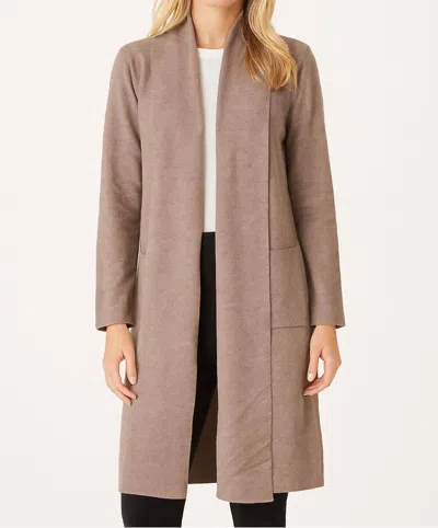 Dreamers By Debut Open Front Long Cardigan In Beige In Brown