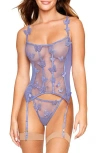 Dreamgirl 3d Butterfly Basque With Garter Straps & G-string Set In Lavender Haze