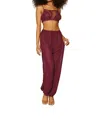 Dreamgirl Chiffon And Lace Pajama Set In Burgundy In Brown