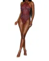 Dreamgirl Delicate Floral Teddy In Burgundy In Burgundy