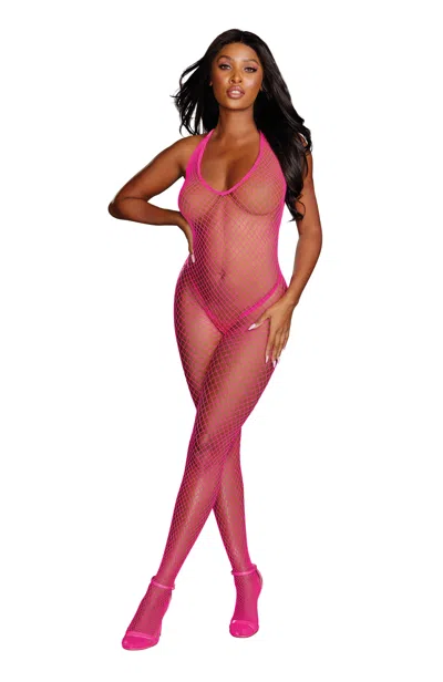 Dreamgirl Diamond Net Bodystocking - One Size - Neon Pink