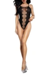 Dreamgirl Fishnet Panel Teddy In Black