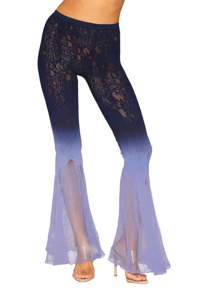 Dreamgirl Flair Leg Pantyhose - One Size - Denim/hydrangea In Multi