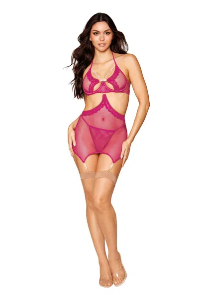 Dreamgirl Garter Slip And G-string - One Size - Beet In Pink