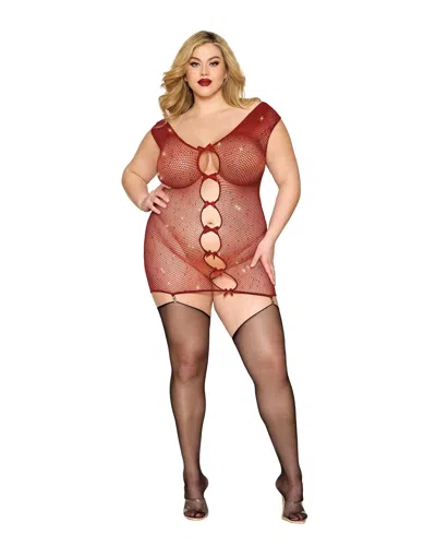 Dreamgirl Garter Slip Dmnd - One Size Queen - Red In Brown