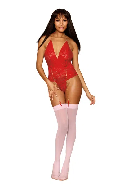 Dreamgirl Garter Teddy - One Size - Ruby In Purple
