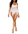 DREAMGIRL LACE AND MESH BABYDOLL AND G-STRING SET