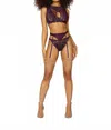 Dreamgirl Lace And Mesh Gold Chain 3 Piece Bra Set In Aubergine