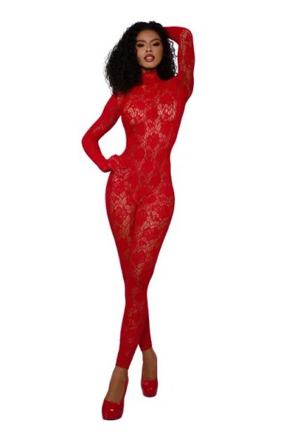 Dreamgirl Lace Bodystocking In Red