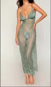 Dreamgirl Lace Longline Chemise & G-string Set In Gray
