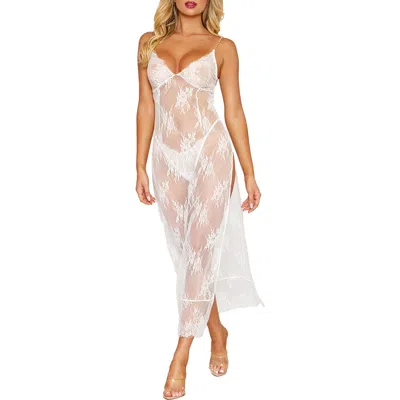 Dreamgirl Lace Longline Chemise & G-string Set In Multi