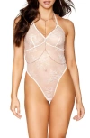 DREAMGIRL MESH TEDDY & IMITATION PEARL HARNESS SET