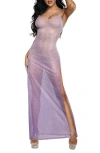 Dreamgirl Ombré Glitter Mesh Sheer Nightgown In Purple