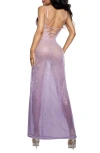 Dreamgirl Ombré Glitter Mesh Sheer Nightgown In Purple