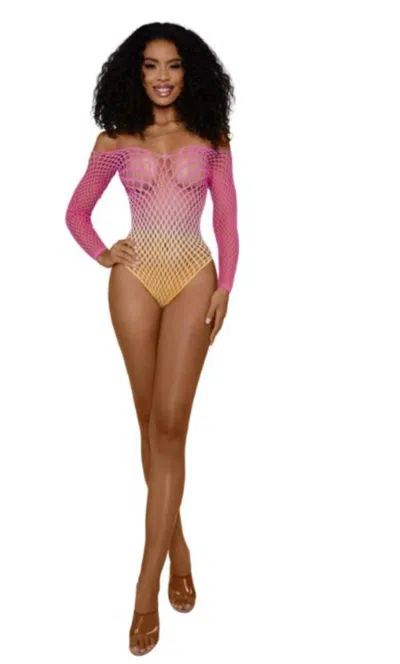 Dreamgirl Ombre Net Bodystocking - Os - Tropical Peach In Multi