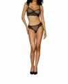 Dreamgirl Rhinestone Embellished 2 Piece Bra Set In Black In Black