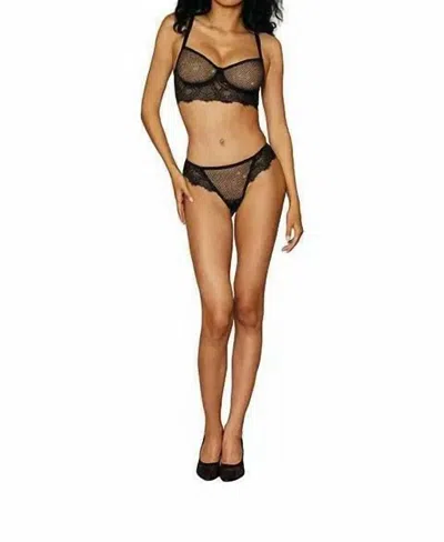 Dreamgirl Rhinestone Embellished 2 Piece Bra Set In Black