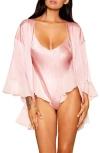 Dreamgirl Ruffle Teddy & Robe Set In Rose Quartz