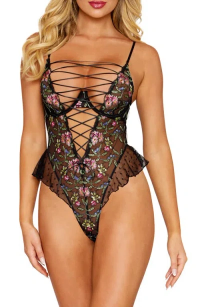 Dreamgirl Ruffled Lace Underwire Teddy In Brown