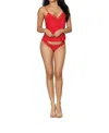 Dreamgirl Satin 2 Piece Set In Lipstick Red In Red